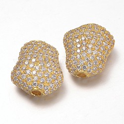 Nuggets Messing Mikro ebnen Zirkonia Perlen, golden, 18x15x8 mm, Bohrung: 2 mm