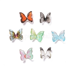 Cabochons en résine, accessoires nail art de décoration, 3 d papillon, couleur mixte, 6~7x7~8x3mm, 10 pcs / boîte