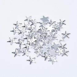 Acrílico Diamante de imitación plana espalda cabujones, espalda plateada, facetados, estrella, blanco, 10x1.5mm
