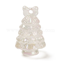 Pendentif en émail acrylique transparent, arbre de Noël, blanc, 36x22x22.5mm, Trou: 3mm