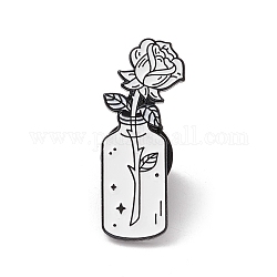 Punk Style White Enamel Pin, Electrophoresis Black Plated Lapel Pin Brooch for Backpack Clothes, Flower, 30x12.5x1.5mm