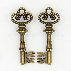 Tibetan Style Pendants, Cadmium Free & Nickel Free & Lead Free, Skeleton Key Pendants, Antique Bronze, 31x12x2mm, Hole: 3mm, about 560pcs/1000g