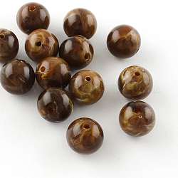 Perles rondes en acrylique d'imitation pierre précieuse, brun coco, 8mm, Trou: 2mm, environ 1700 pcs/500 g
