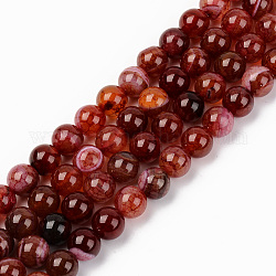 Natural Crackle Agate Beads Strands, Dyed & Heated, Round, FireBrick, 8mm, Hole: 1mm, about 48pcs/strand, 14.96 inch(38cm)