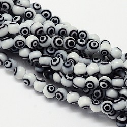 Handgefertigte Murano bösen Blick runde Perle Stränge, lichtgrau, 10 mm, Bohrung: 1 mm, ca. 39 Stk. / Strang, 14.96 Zoll