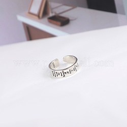 925 anelli da dito in argento sterling tailandese per le donne, anelli del polsino a fascia aperta, con citazione, argento antico
