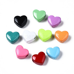 Perles de laiton peintes à la bombe, cœur, couleur mixte, 9x10.5x6mm, Trou: 2mm