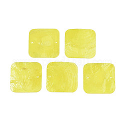 Ciondoli a conchiglia di capiz verniciati a spruzzo, quadrato, giallo, 43x43x1~2mm, Foro: 2 mm
