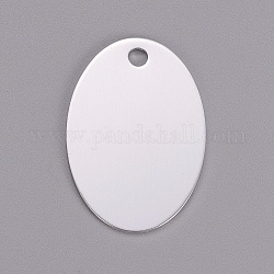 Colgantes de aluminio, estampar etiqueta en blanco, oval, plata, 38x25x1mm, agujero: 3 mm