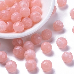 Acrylic Round Beads, Imitation Gemstone Style, Faceted, Pink, 11mm, Hole: 2mm