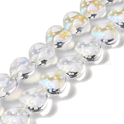 Perles en verre à la main brins, avec l'émail, cœur, blanc, 11~12x12~12.5x6~6.5mm, Trou: 0.6mm, Environ 30 pcs/chapelet, 13.27'' (33.7 cm)