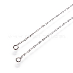 Brass Stud Earring Findings, with Loop, Rope Chains, Ear Thread, Platinum, 105x1mm, Hole: 1.8mm, Pin: 0.8mm