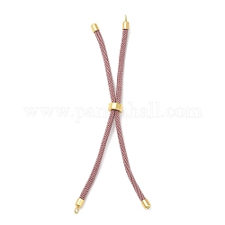 Nylon Twisted Cord Bracelet Making, Slider Bracelet Making, with Eco-Friendly Brass Findings, Round, Golden, Pale Violet Red, 8.66~9.06 inch(22~23cm), Hole: 2.8mm, Single Chain Length: about 4.33~4.53 inch(11~11.5cm)