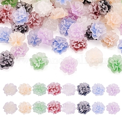 80 Stück 8 Farben gefrostete Harzblumen-Cabochons, für Schmuck machen, Mischfarbe, 11.5~13x6.5 mm, 10 Stk. je Farbe