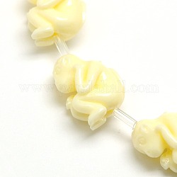 Synthetic Coral Monkey Beads Strands, Dyed, Champagne Yellow, 17x13x10mm, Hole: 1mm, about 20pcs/strand, 16.53inch