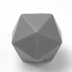 Perlas focales de silicona ecológicas de grado alimenticio, masticar cuentas para mordedores, diy collares de enfermería haciendo, icosaedro, 19x18.5x18.5mm, agujero: 2 mm