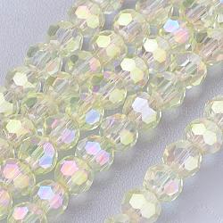 Electroplate Glass Beads Strands, AB Color Plated, Faceted(32 Facets) Round, Beige, 3mm, Hole: 1mm, about 100pcs/strand, 11.5 inch