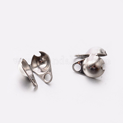 201 Stainless Steel Bead Tips, Calotte Ends, Clamshell Knot Cover, Stainless Steel Color, 6x4mm, Hole: 0.5mm, Inner Diameter: 3mm