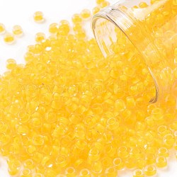 TOHO Round Seed Beads, Japanese Seed Beads, (801F) Frosted Luminous Neon Tangerine, 8/0, 3mm, Hole: 1mm, about 222pcs/bottle, 10g/bottle