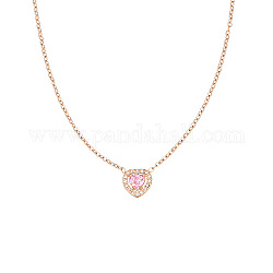 Ожерелье с подвеской в форме сердца розового фианита на цепочках из нержавеющей стали, розовое золото , 17-3/4 дюйм (45 см)