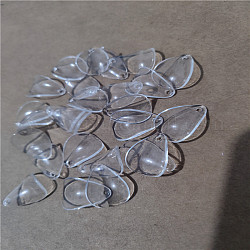 Perles en acrylique transparente, feuille, clair, 18x13mm