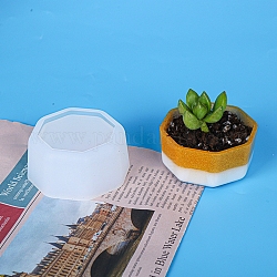 DIY植木鉢シリコンモールド  レジン型  UVレジン用  エポキシ樹脂ジュエリー作り  八角形  ホワイト  70x70x35mm  内径：55x55mm