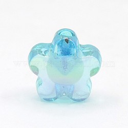 Transparent AB Color Acrylic Flower Beads, Bead in Bead, Light Cyan, 12x12x8mm, Hole: 2mm, about 1000pcs/bag