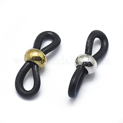 Portaocchiali ecologici, occhiali estremità ad anello in gomma, con accessori di ottone, nero, colore misto, 20x6mm, Foro: 2.5x5 mm