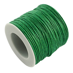 Воском хлопчатобумажная нить шнуры, зелёные, 1 мм, около 10.93 ярда (10 м) / рулон