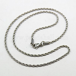 304 Edelstahlhalsketten Herren-Seil-Kette Halsketten, mit Karabiner verschlüsse, Edelstahl Farbe, 17.7 Zoll (45 cm)