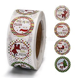 Christmas Roll Stickers, 4 Different Designs Decorative Sealing Stickers, for Christmas Party Favors, Holiday Decorations, Word, 25mm, about 500pcs/roll