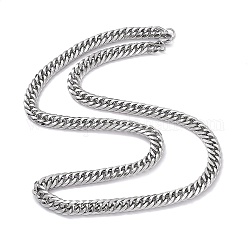 201 collar de cadena de eslabones cubanos de acero inoxidable con 304 cierres de acero inoxidable para hombres y mujeres, color acero inoxidable, 23.82 pulgada (60.5 cm), link: 11x8.5x2 mm