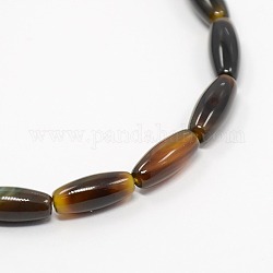 Natural Agate Barrel Bead Strands, Dyed, 13x5mm, Hole: 1mm, about 31pcs/strand, 14.9inch