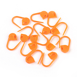 Eco-Friendly ABS Plastic Knitting Crochet Locking Stitch Markers Holder, Orange, 22x11x3mm, Pin: 1mm