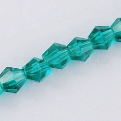 Cristallo austriaco imitazione 5301 bicone perline, sfaccettate perle di vetro fili, ciano scuro, 6x6mm, Foro: 1.2 mm, circa 47~48pcs/filo, 10.24 pollice ~ 10.43 pollici (26~26.5 cm)