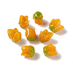 Perline in acrilico opaco tulipano, per la creazione di gioielli fai da te, arancione, 15x13x10mm, Foro: 0.6 mm