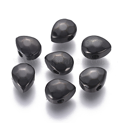Abalorios de 304 acero inoxidable, facetados, lágrima, electroforesis negro, 8.5x6.5x4mm, agujero: 1.6 mm