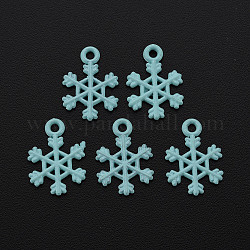 Spray Painted Alloy Charms, Cadmium Free & Nickel Free & Lead Free, Snowflake, Dark Turquoise, 14x10x2mm, Hole: 1.4mm