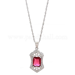925 ожерелье из стерлингового серебра со стразами, прямоугольник шестиугольника, серебряные, индийский розовый