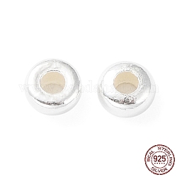 Perles 925 en argent sterling, rondelle, couleur d'argent, 3.4x1.8mm, trou: 1.2 mm.