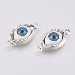 Tibetan Style Alloy Links connectors, with Acrylic, Eye, Antique Silver, 30x15x7mm, Hole: 2.5mm