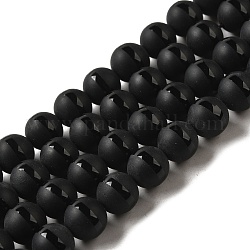 Chapelets de perles rondes en agate naturelle teinte, mat, noir, 10mm, Trou: 1mm, Environ 39 pcs/chapelet, 15.7 pouce