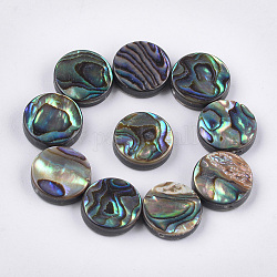 Abalone shell / paua shell beads, plano y redondo, verde, 12x3~4mm, agujero: 1.2 mm