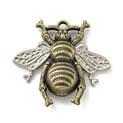Pendentifs en alliage de style tibétain, forme d'abeille, bronze antique, 37.5x40x8.5mm, Trou: 3mm