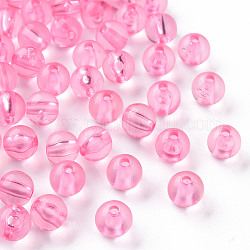 Transparente Acryl Perlen, Runde, neon rosa , 8x7 mm, Bohrung: 2 mm, ca. 1745 Stk. / 500 g