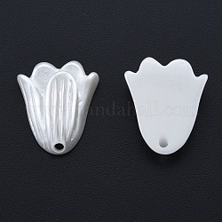 Colgantes de perlas de imitación de plástico abs, flor, blanco cremoso, 20x17x6mm, agujero: 1.8 mm