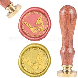 DIY Sammelalbum, Messing Wachs Siegelstempel und Holz Griffsätze, Schmetterling, golden, 8.9x2.5 cm, Briefmarken: 25x14.5 mm
