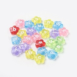 Perline acrilico jelly imitato, lettere misti, foro orizzontale, fiore, colore misto, circa12 mm di diametro, 4~5 mm di spessore, Foro: 2 mm, circa 1200pcs/500g