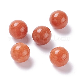 Perles naturelles en aventurine rouge, pas de trous / non percés, pour création de fil enroulé pendentif , ronde, 20mm