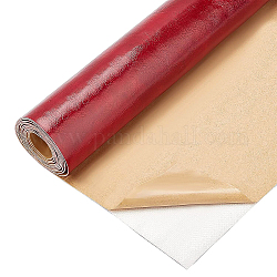 Tessuto autoadesivo in pelle pu, rettangolo, rosso scuro, 135x30x0.1cm